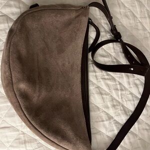 Brown suede handbag